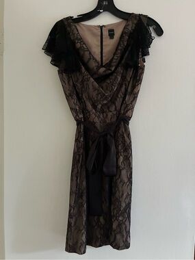 CHEQUER Black Lace Overlay Dress with Nude Lining *MOVING SALE*